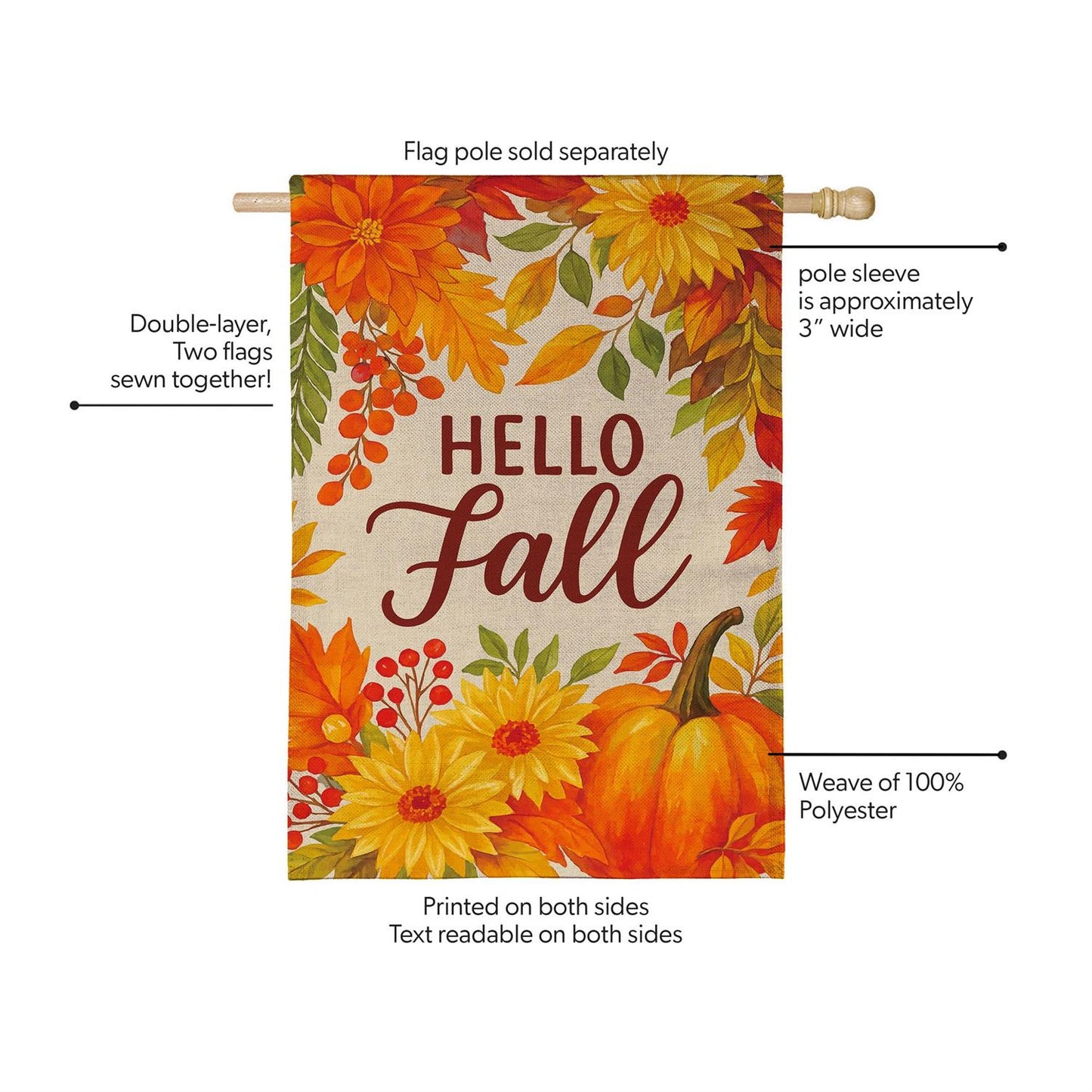 House Flag - Fall Floral Welcome Burlap