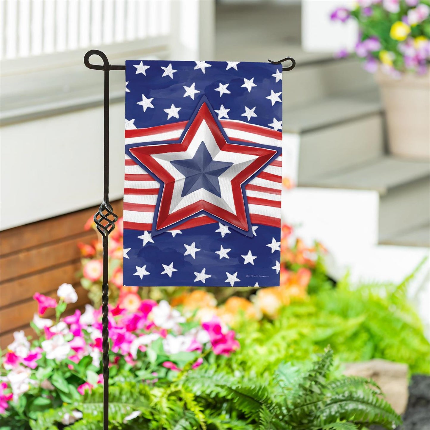 Garden Flag - Patriotic Star Power Burlap
