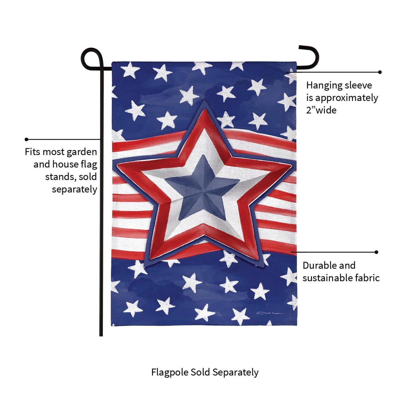 Garden Flag - Patriotic Star Power Burlap