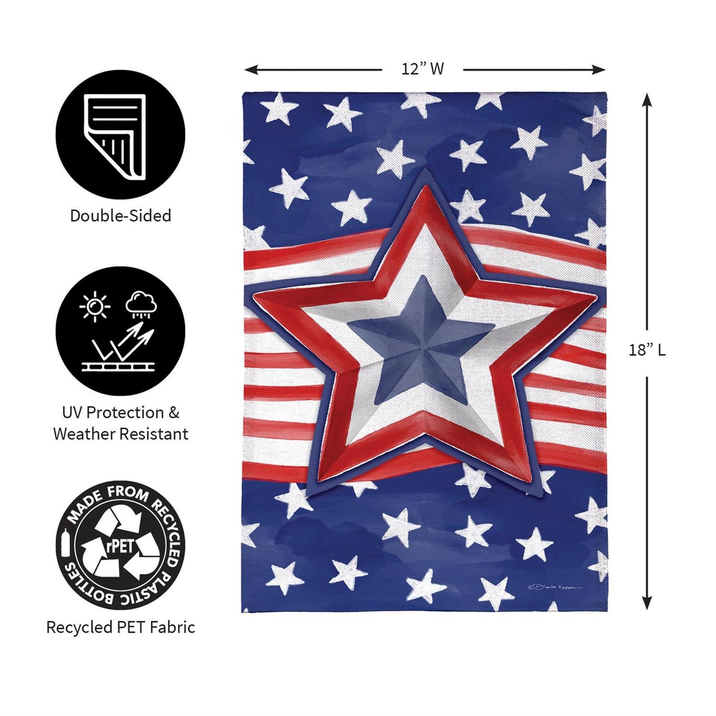 Garden Flag - Patriotic Star Power Burlap