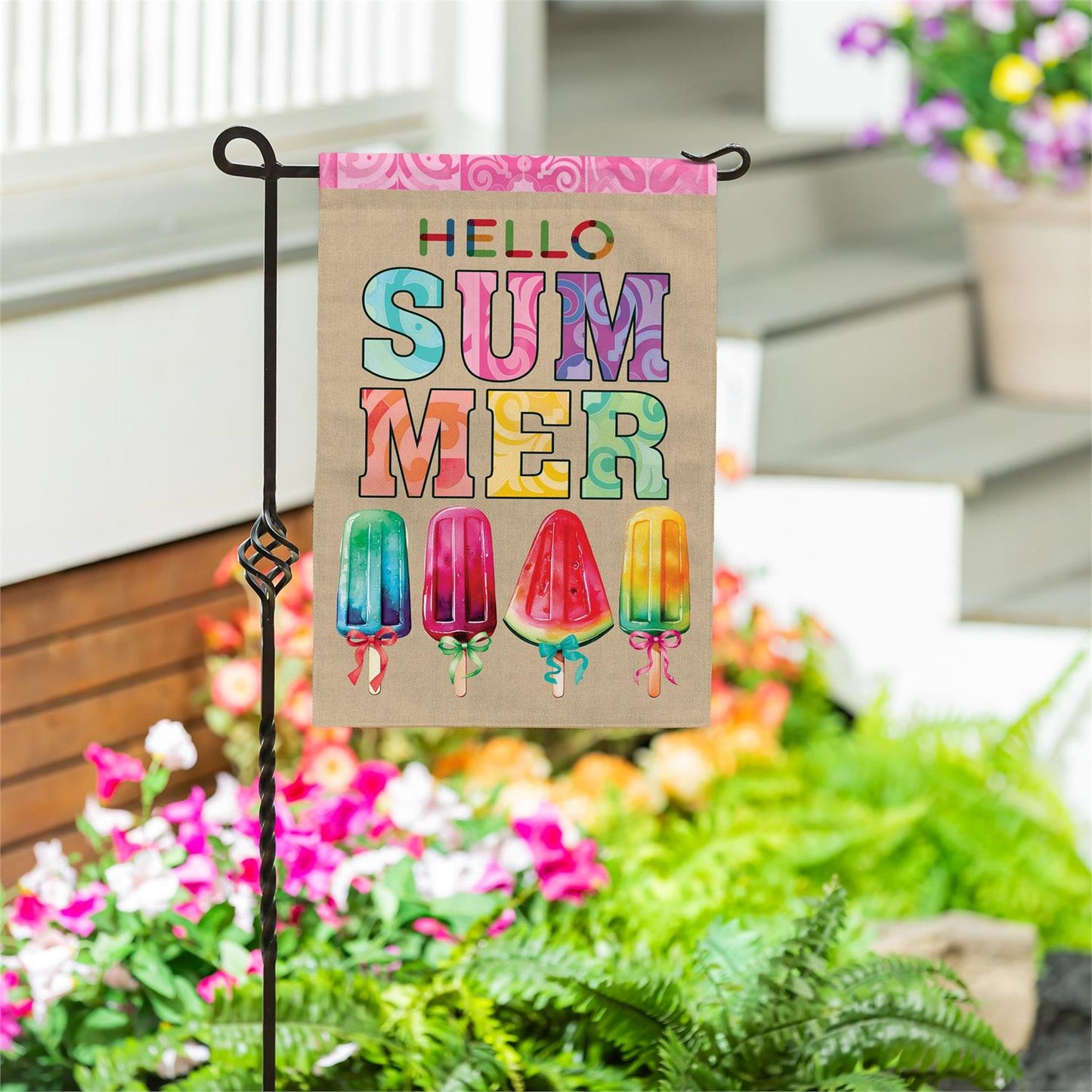 Garden Flag - Summer Popsicle Burlap