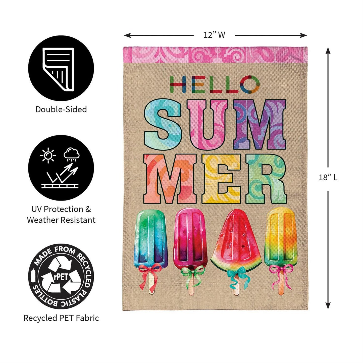 Garden Flag - Summer Popsicle Burlap