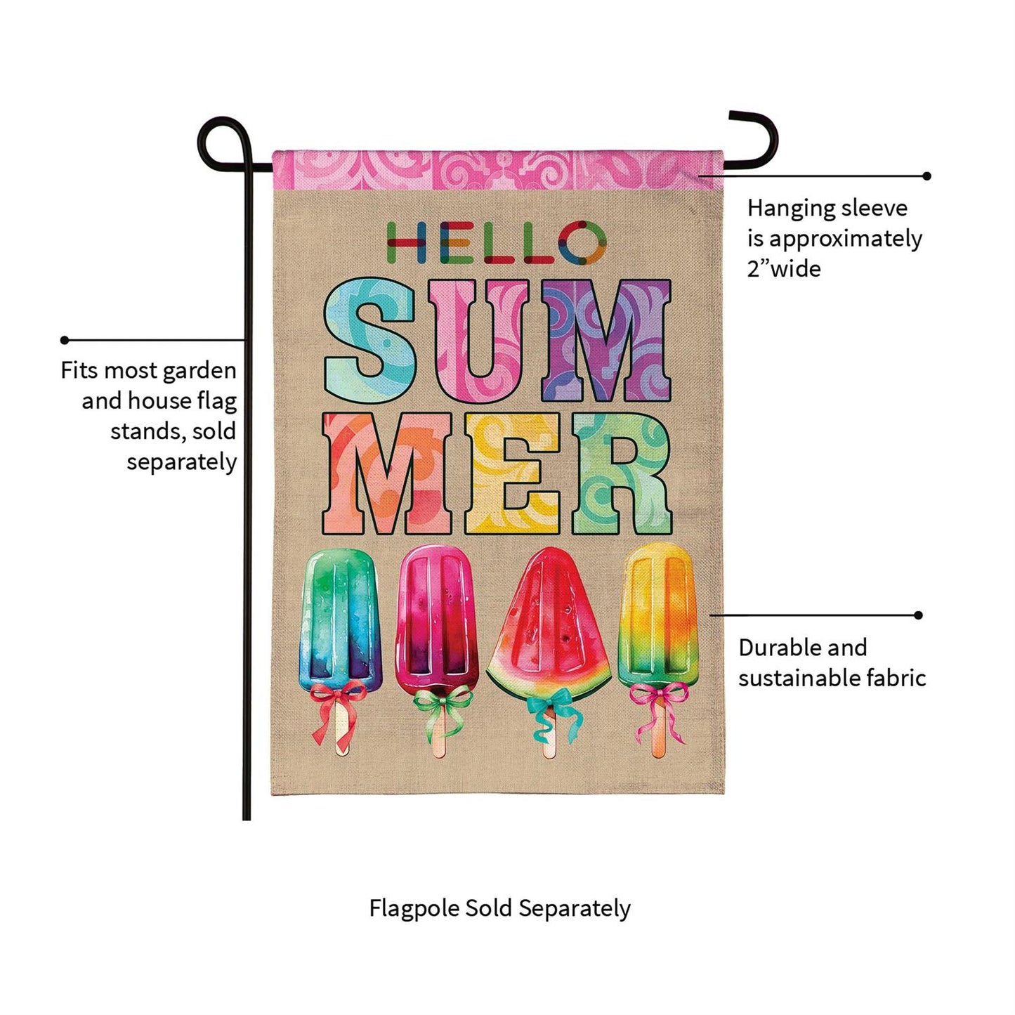 Garden Flag - Summer Popsicle Burlap