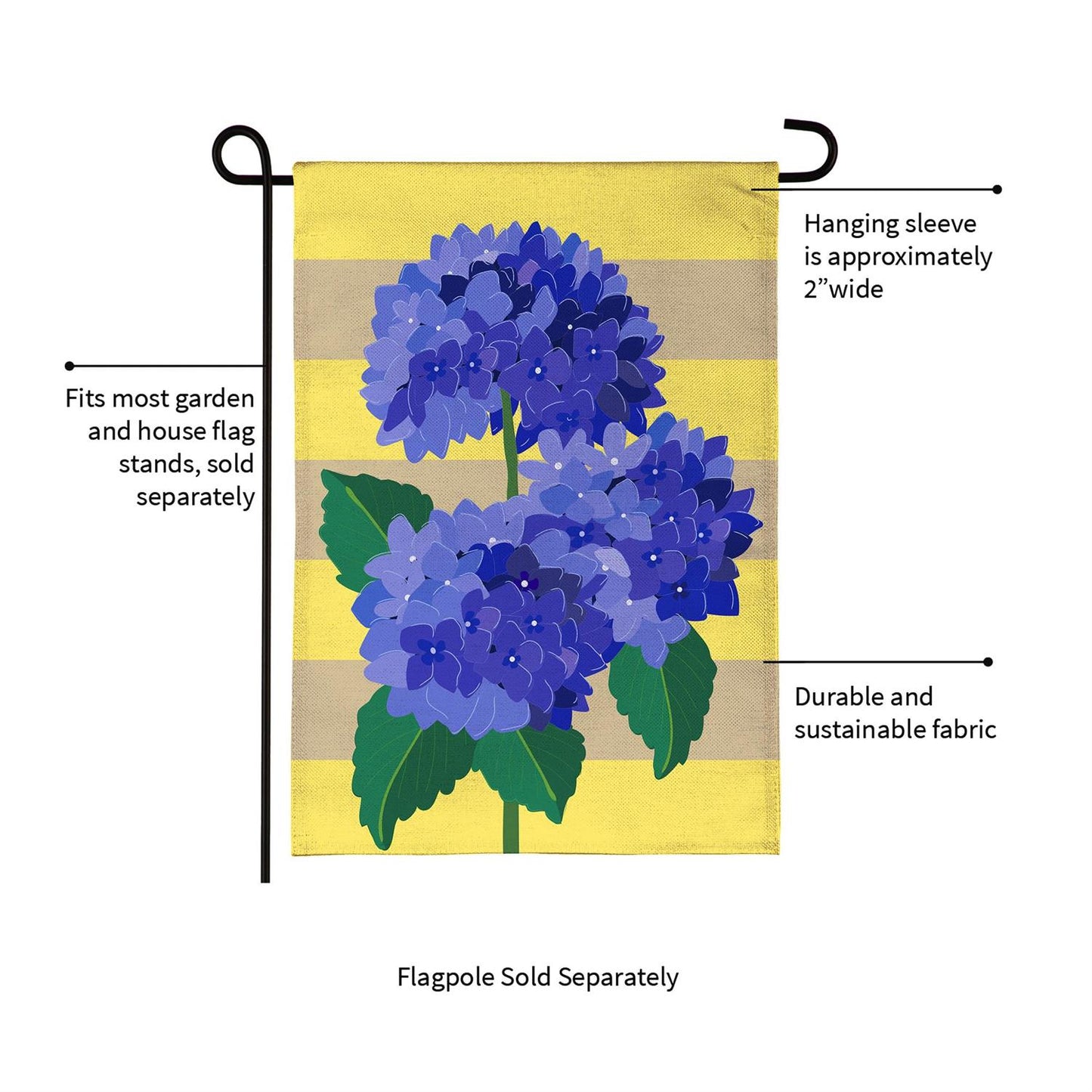 Garden Flag - Hydrangea Blossom Burlap