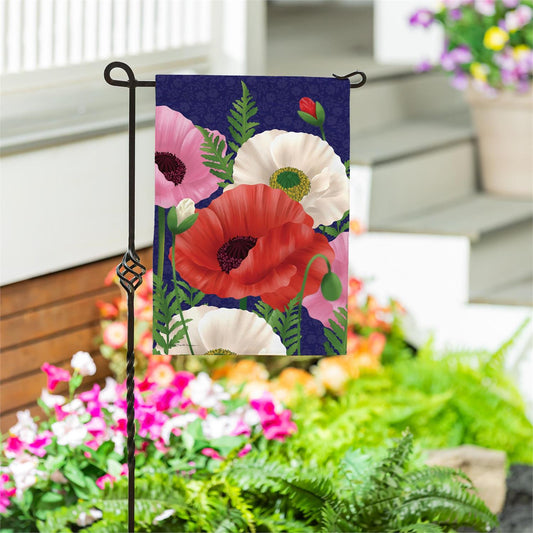 Garden Flag - Poppy Trio Burlap