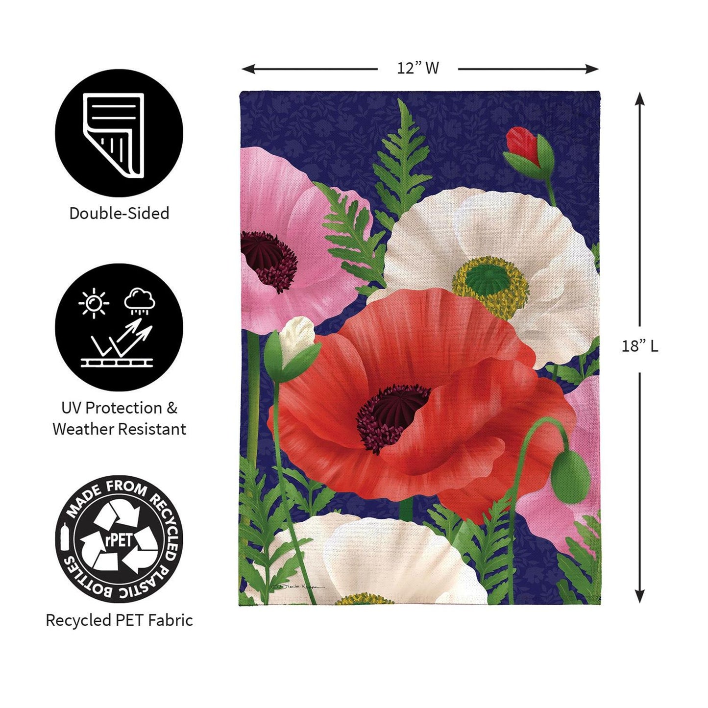 Garden Flag - Poppy Trio Burlap