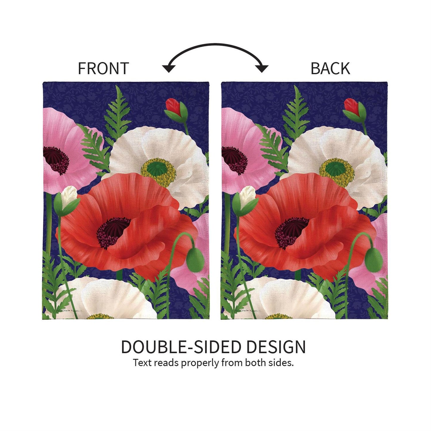 Garden Flag - Poppy Trio Burlap