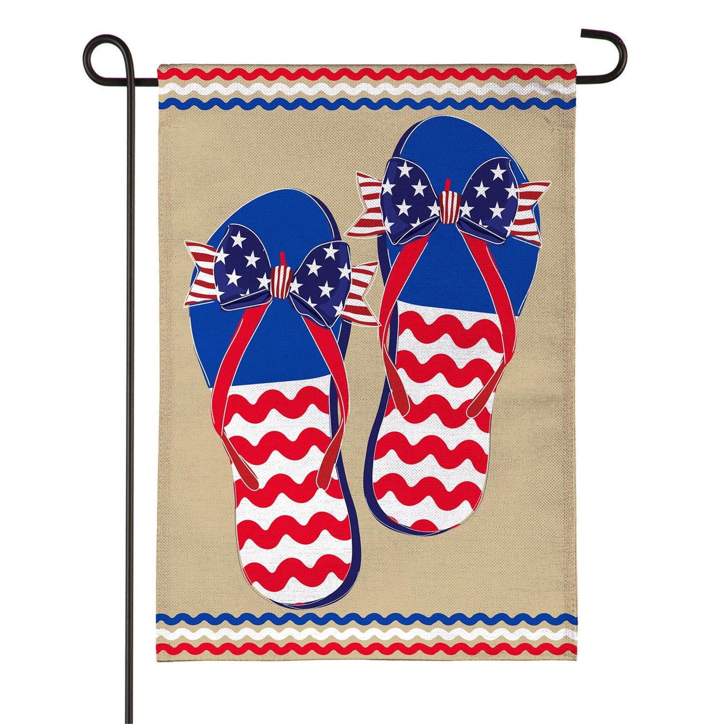 Garden Flag - Ric Rac Patriotic Flip Flop Burlap