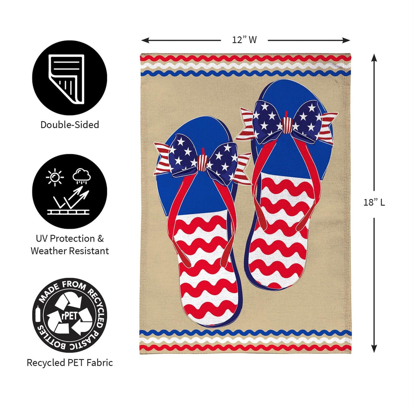 Garden Flag - Ric Rac Patriotic Flip Flop Burlap