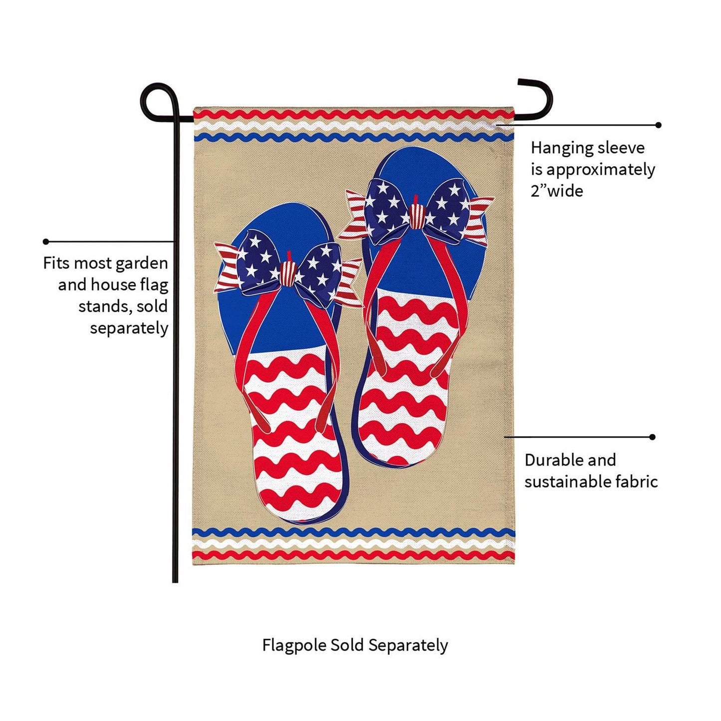 Garden Flag - Ric Rac Patriotic Flip Flop Burlap