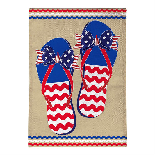 Garden Flag - Ric Rac Patriotic Flip Flop Burlap