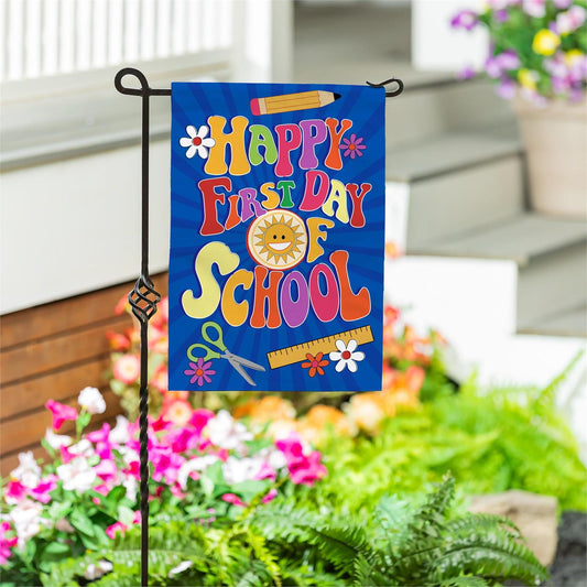 Garden Flag - Happy First Day of School Burlap