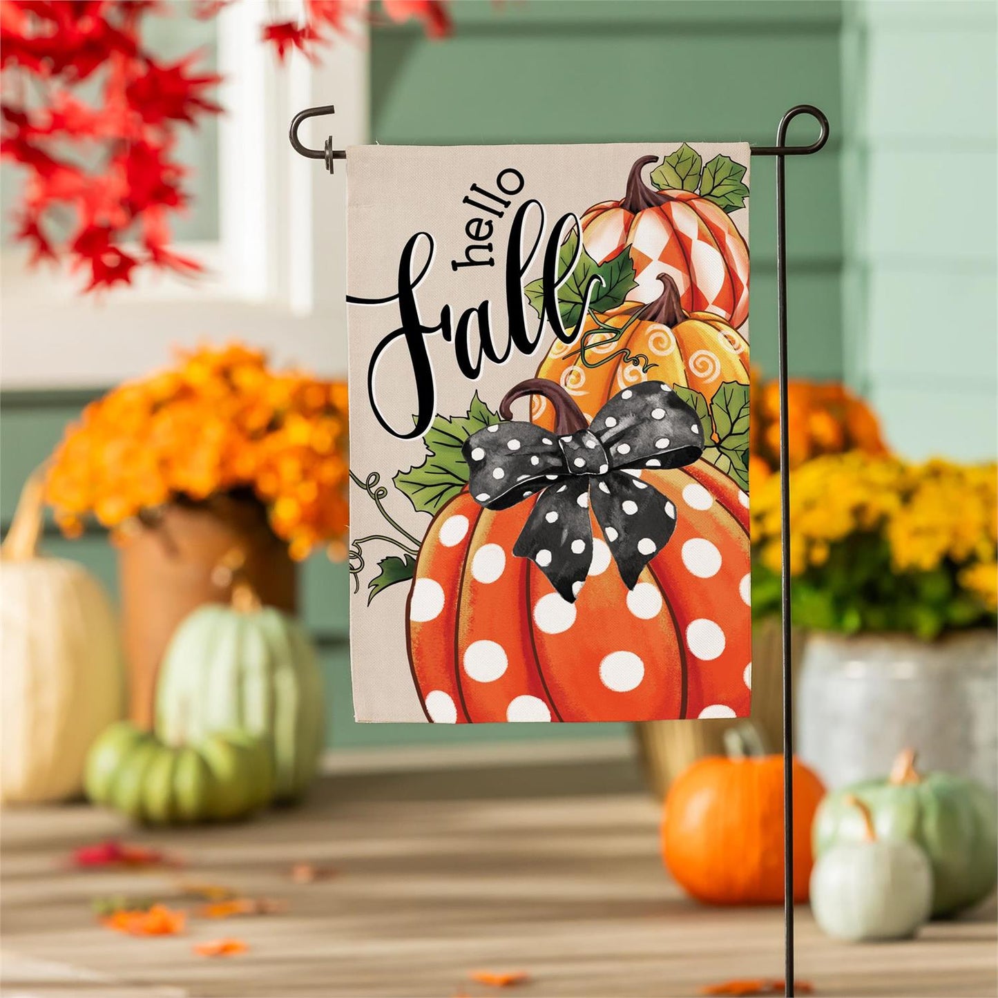Garden Flag - Patterned Pumpkins Burlap