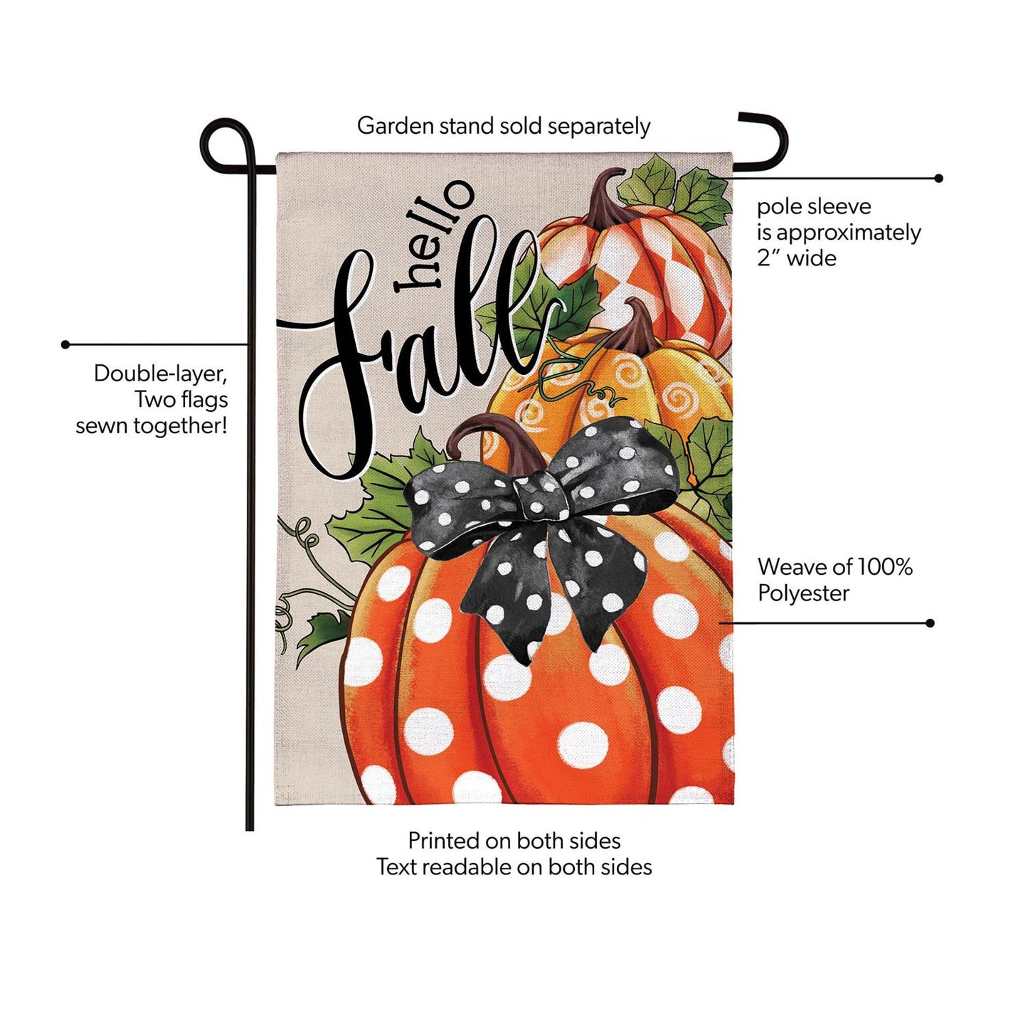 Garden Flag - Patterned Pumpkins Burlap