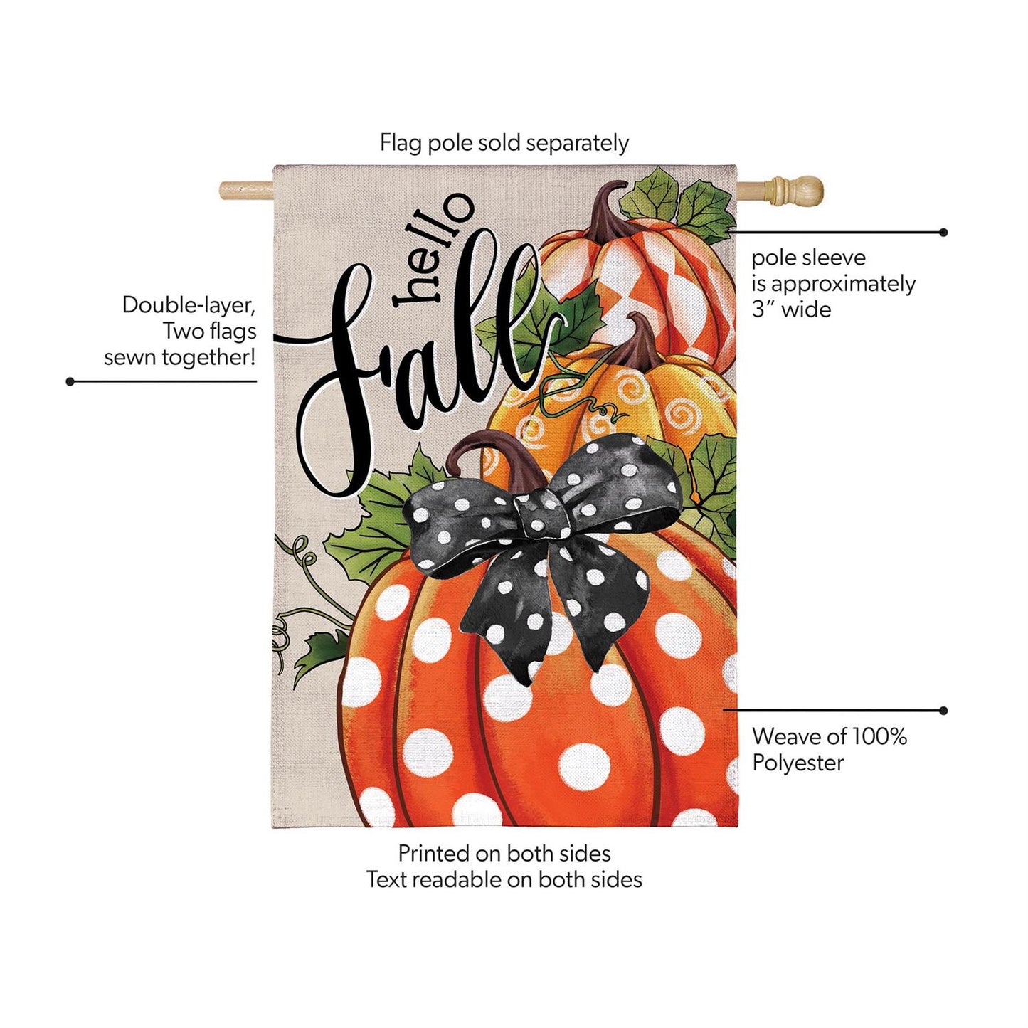 House Flag - Patterned Pumpkins Burlap