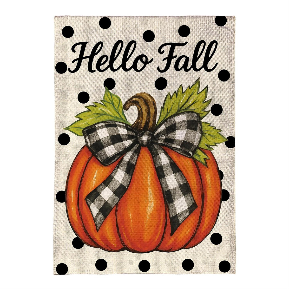 Garden Flag - Checkered Bow Pumpkin Burlap