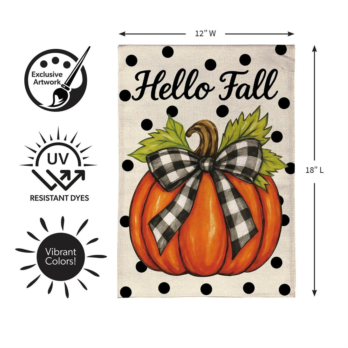 Garden Flag - Checkered Bow Pumpkin Burlap