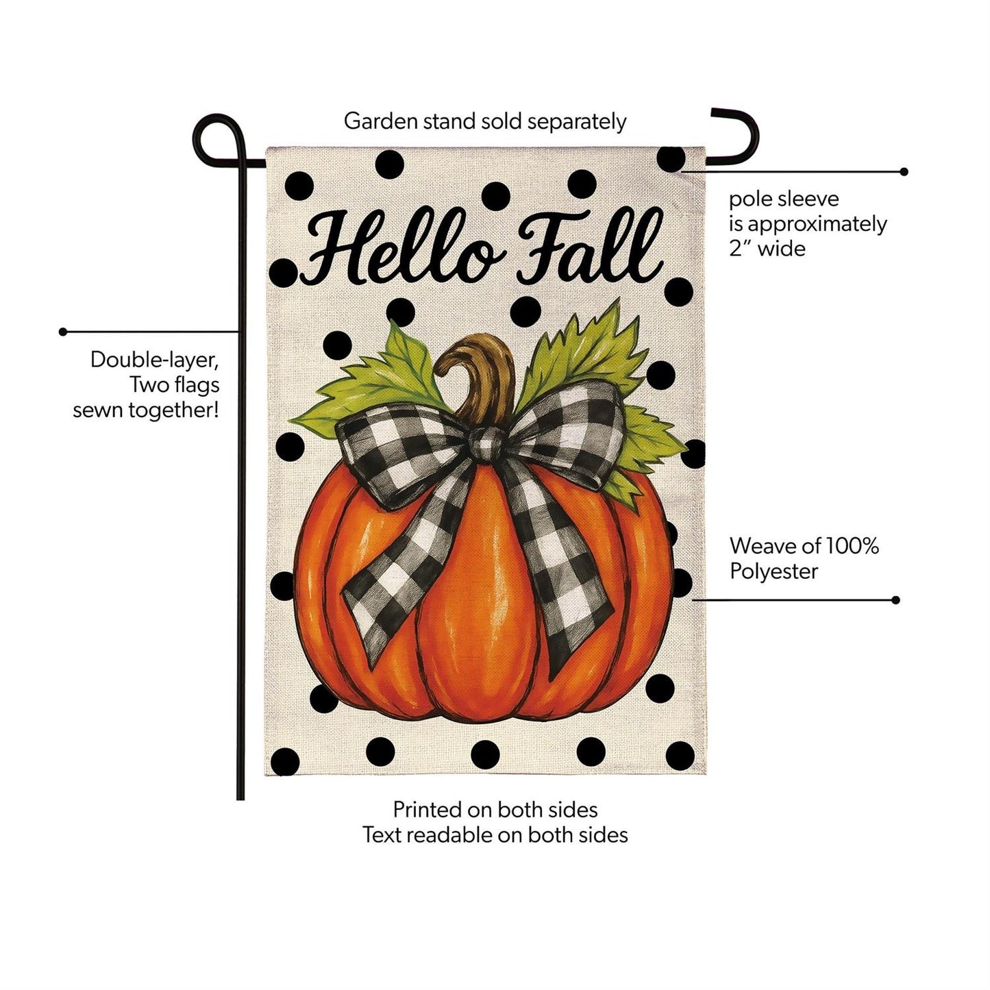 Garden Flag - Checkered Bow Pumpkin Burlap