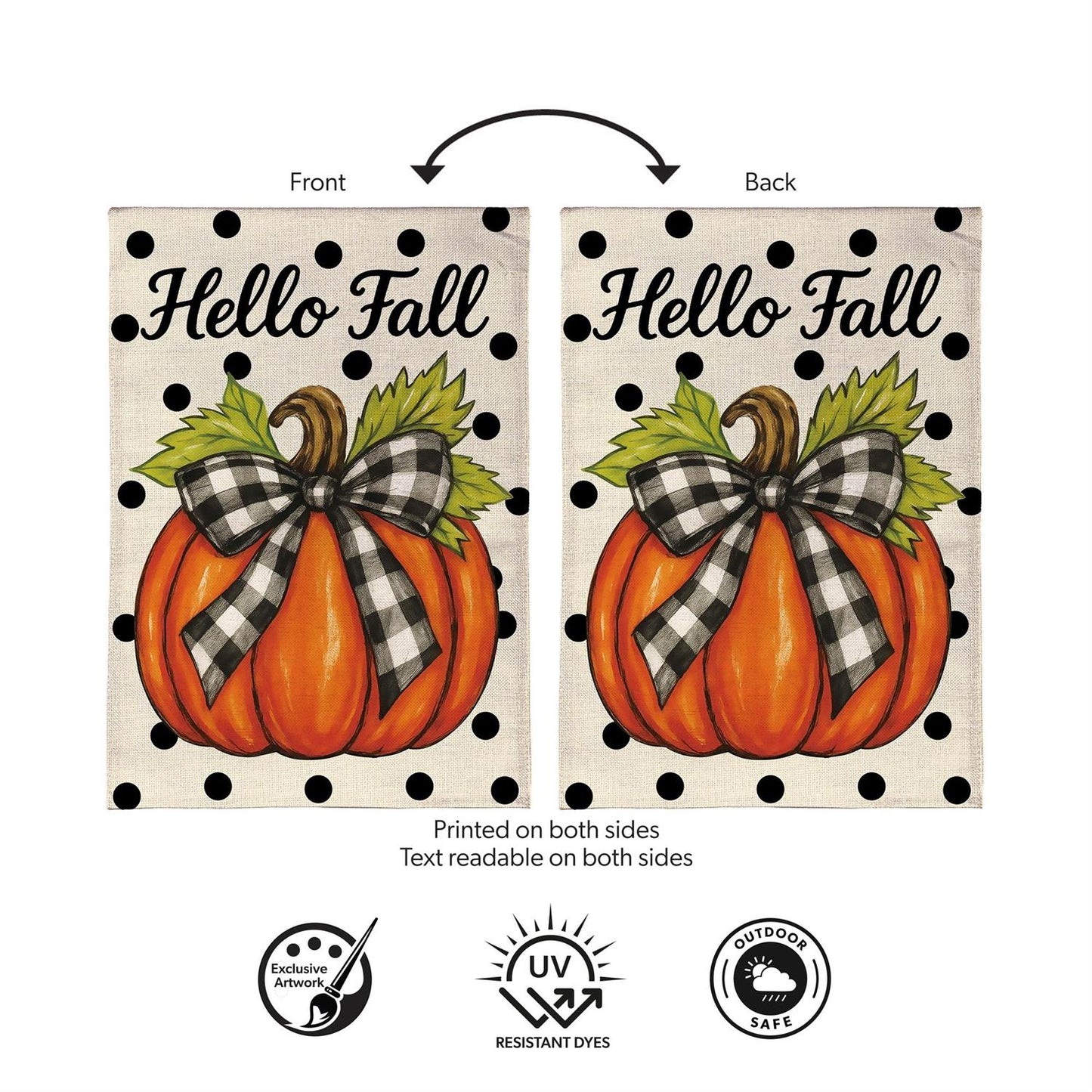 Garden Flag - Checkered Bow Pumpkin Burlap