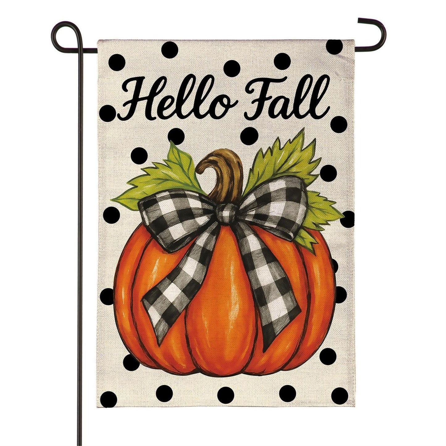 Garden Flag - Checkered Bow Pumpkin Burlap