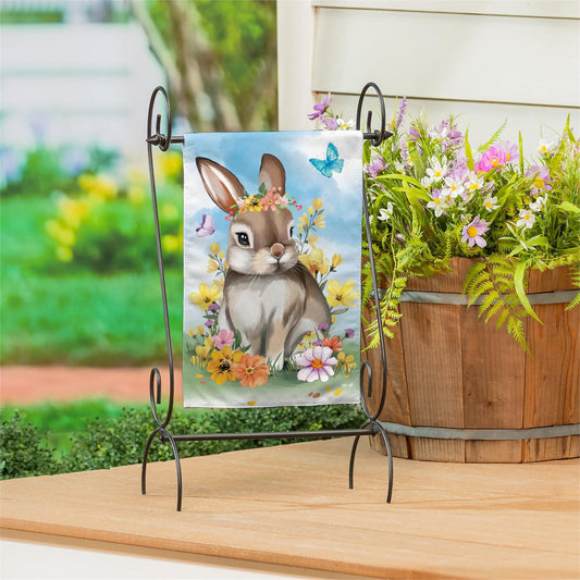 Garden Flag - Bunny Blooms Floral Burlap