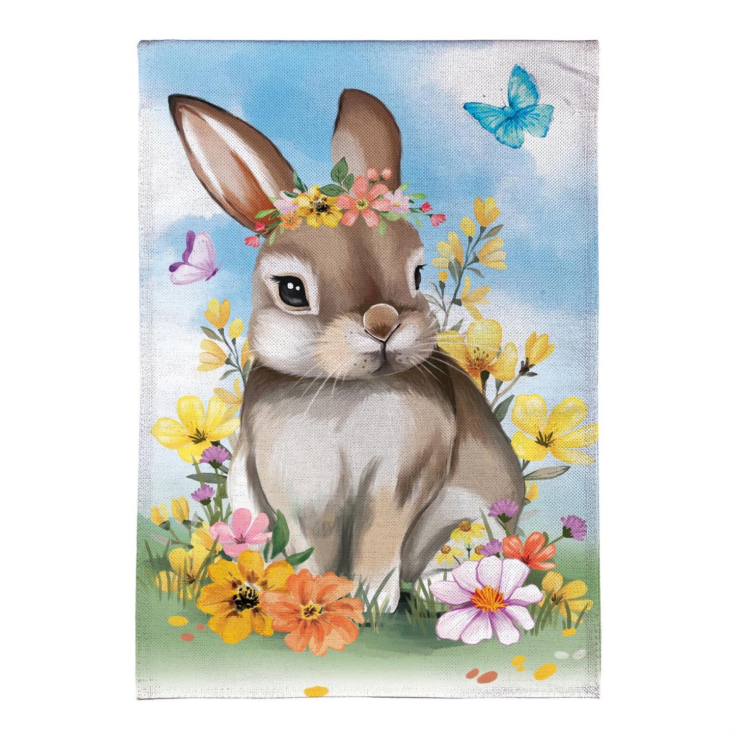 Garden Flag - Bunny Blooms Floral Burlap