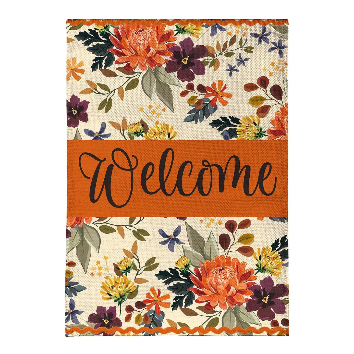 Garden Flag - Fall Floral Welcome Burlap