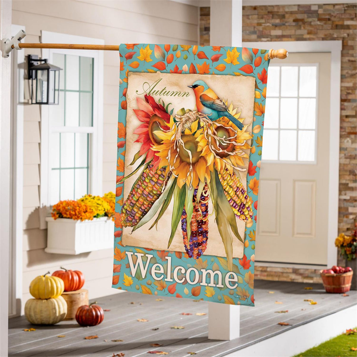 Garden Flag - Jeweled Fall Maize Burlap