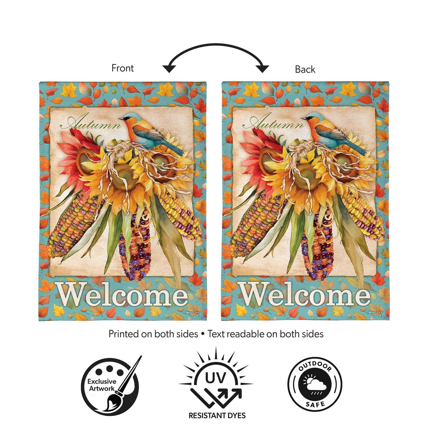 Garden Flag - Jeweled Fall Maize Burlap