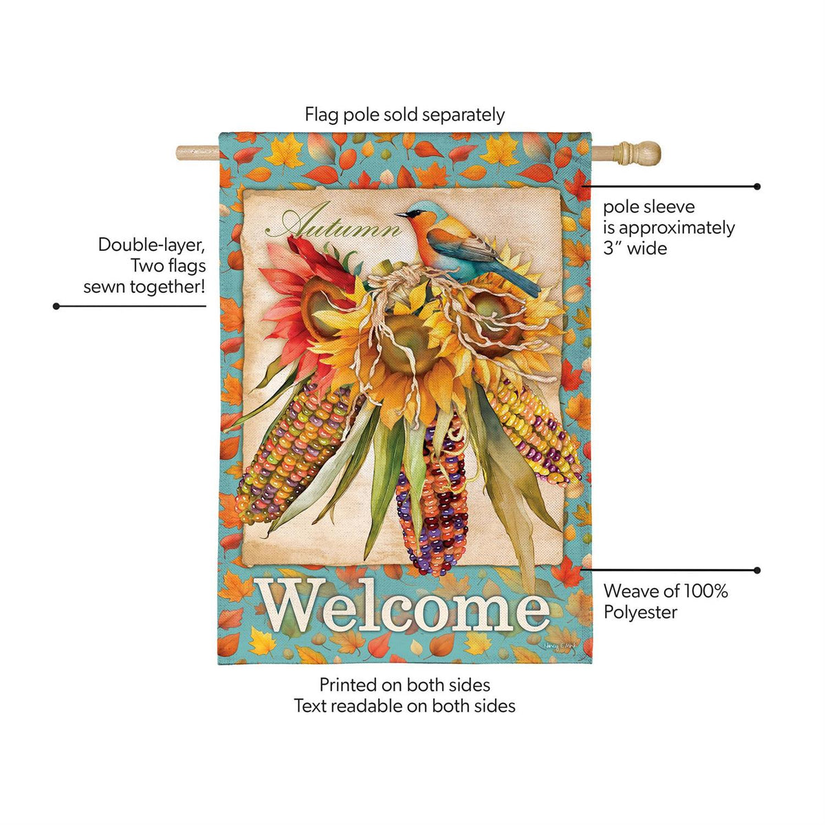 Garden Flag - Jeweled Fall Maize Burlap