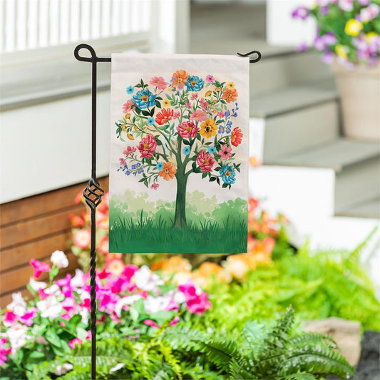 Garden Flag - Blooming Tree of Life Burlap
