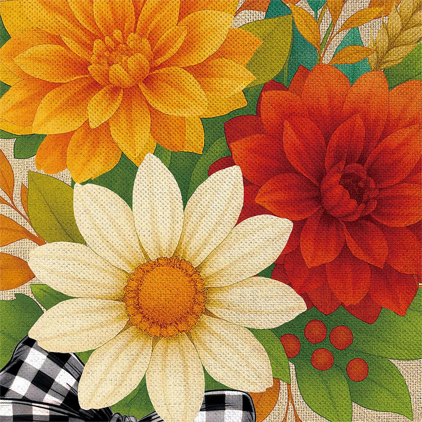 Garden Flag - Hello Fall Bow Florals Burlap