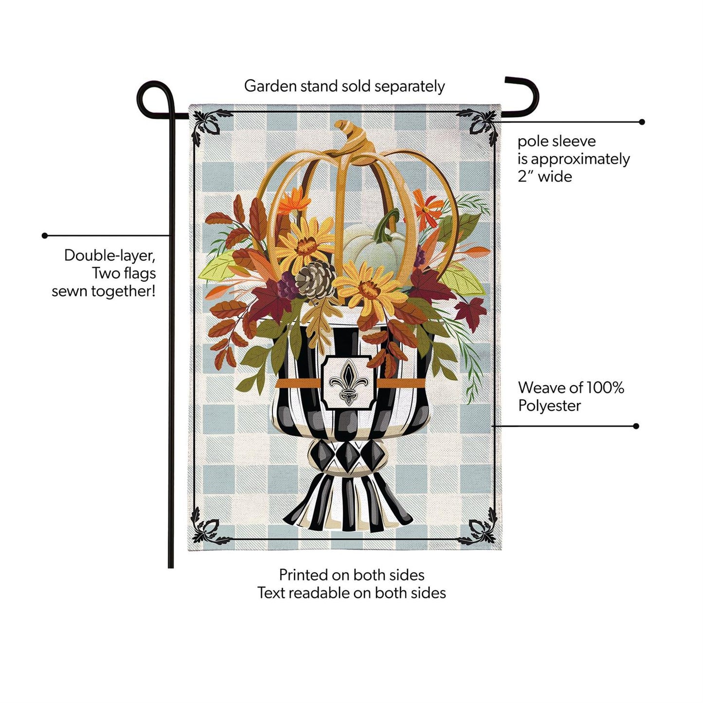 Garden Flag - Courtly Check Fall Floral