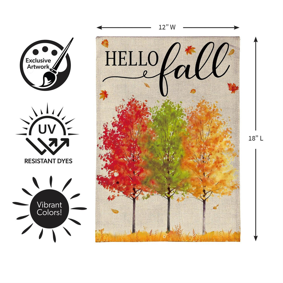 Garden Flag - Hello Fall Autumn Trees Burlap
