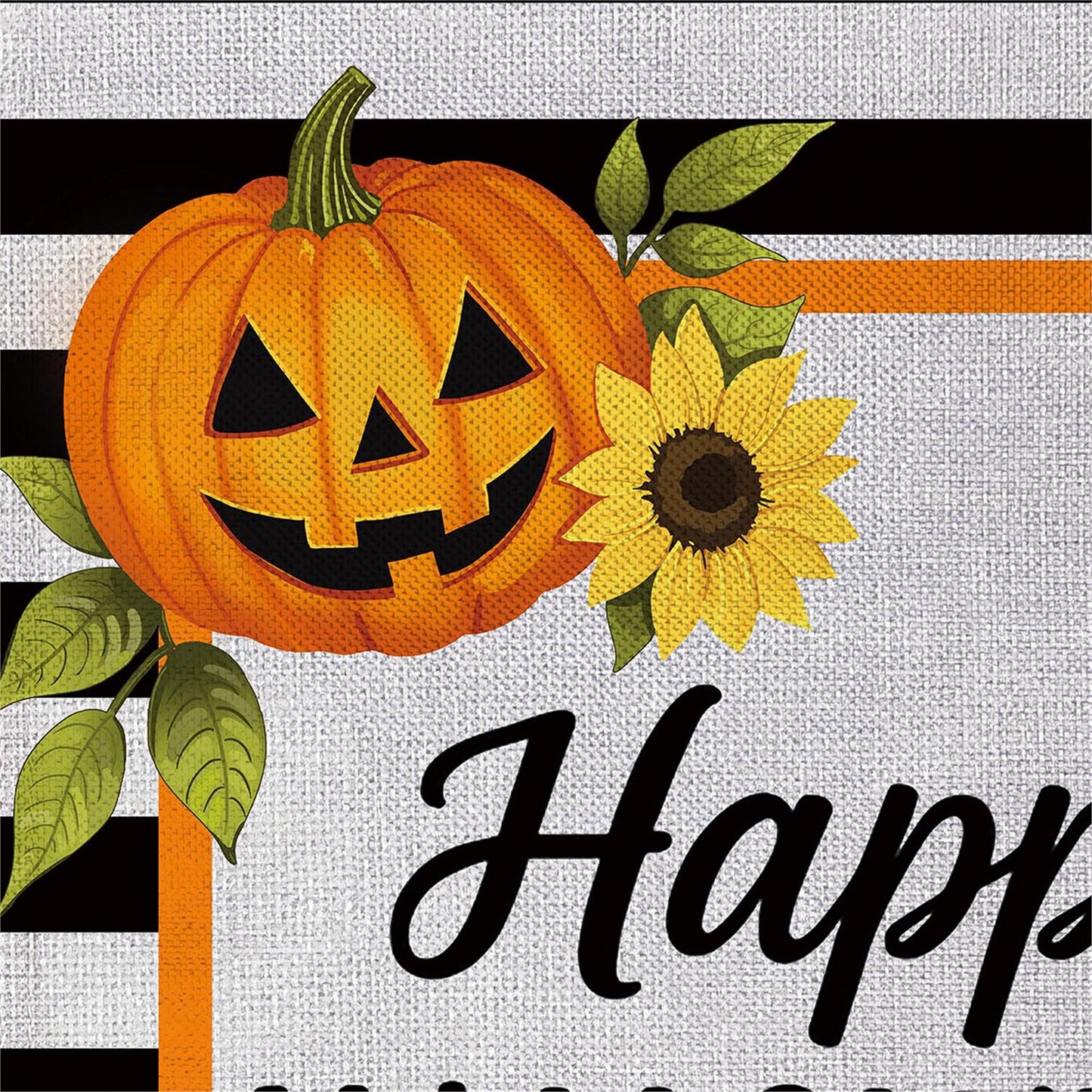 Garden Flag - Happy Halloween Striped Jack O Lante