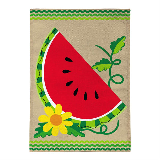 House Flag - Watermelon Slice Burlap