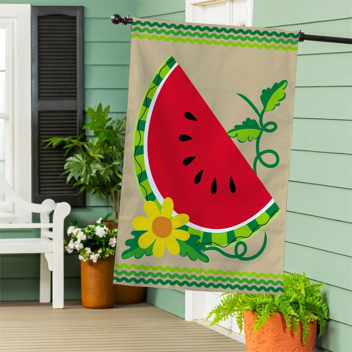 House Flag - Watermelon Slice Burlap