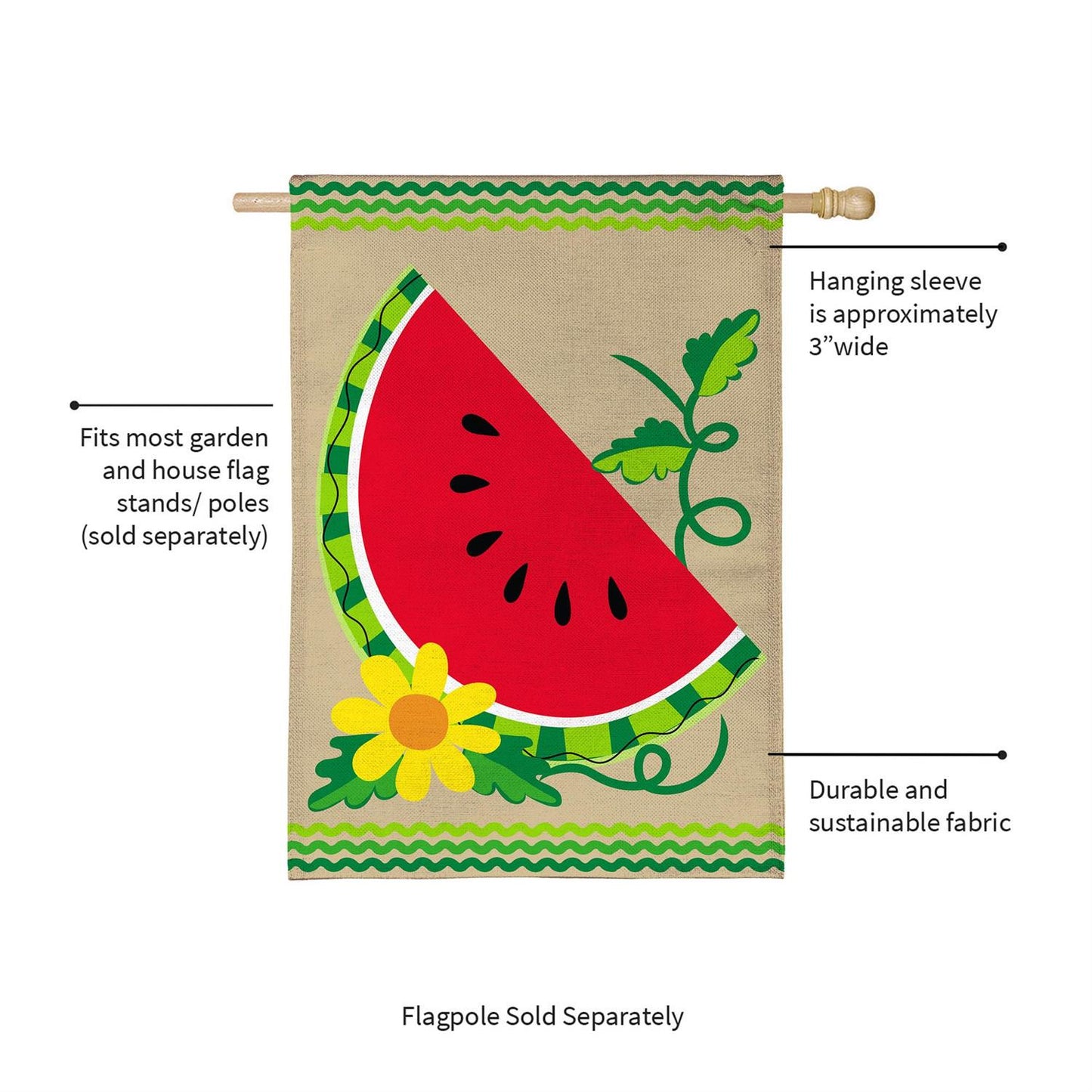 House Flag - Watermelon Slice Burlap