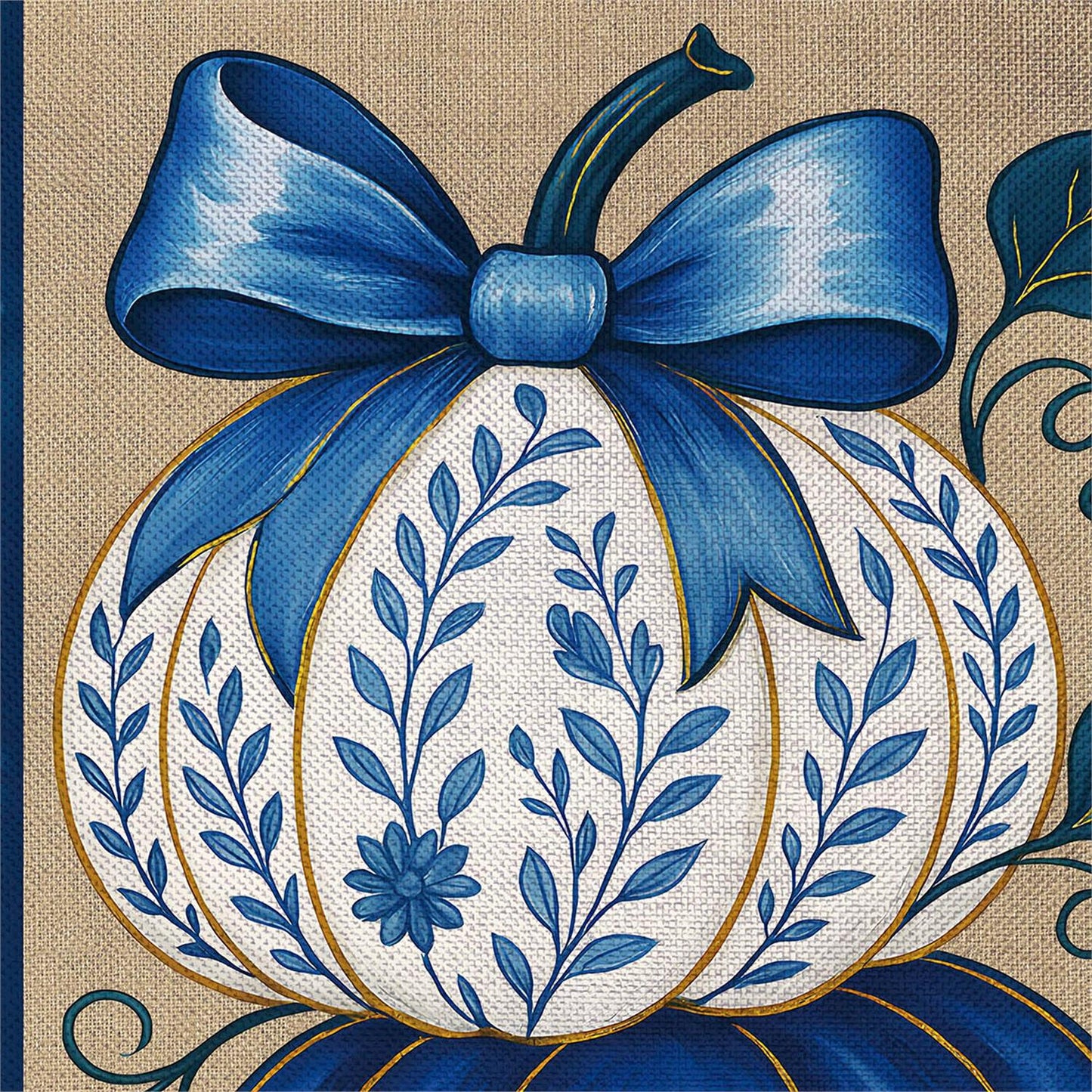 House Flag - Chinoiserie Welcome Pumpkin