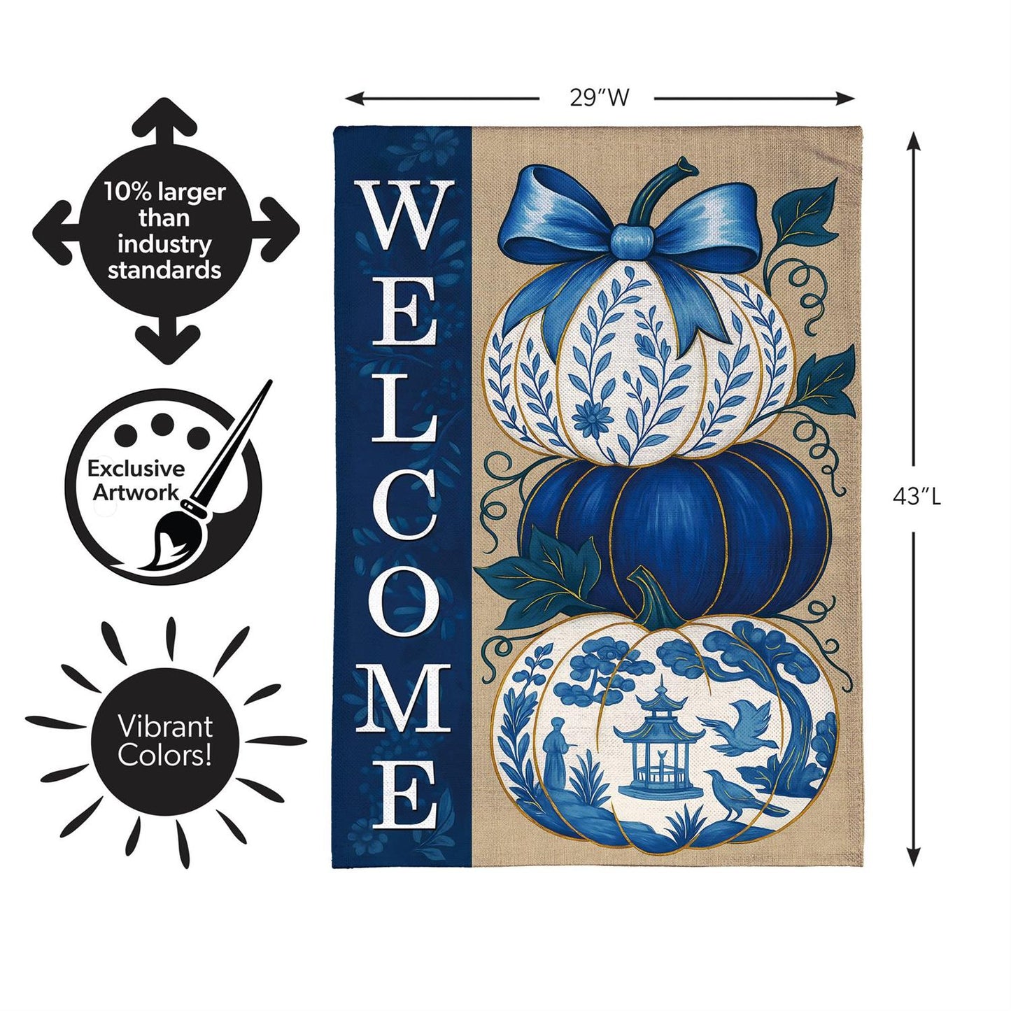 House Flag - Chinoiserie Welcome Pumpkin