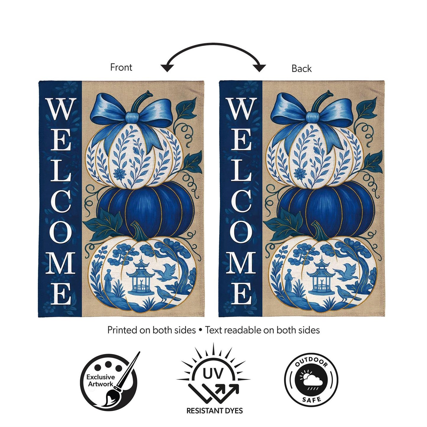 House Flag - Chinoiserie Welcome Pumpkin
