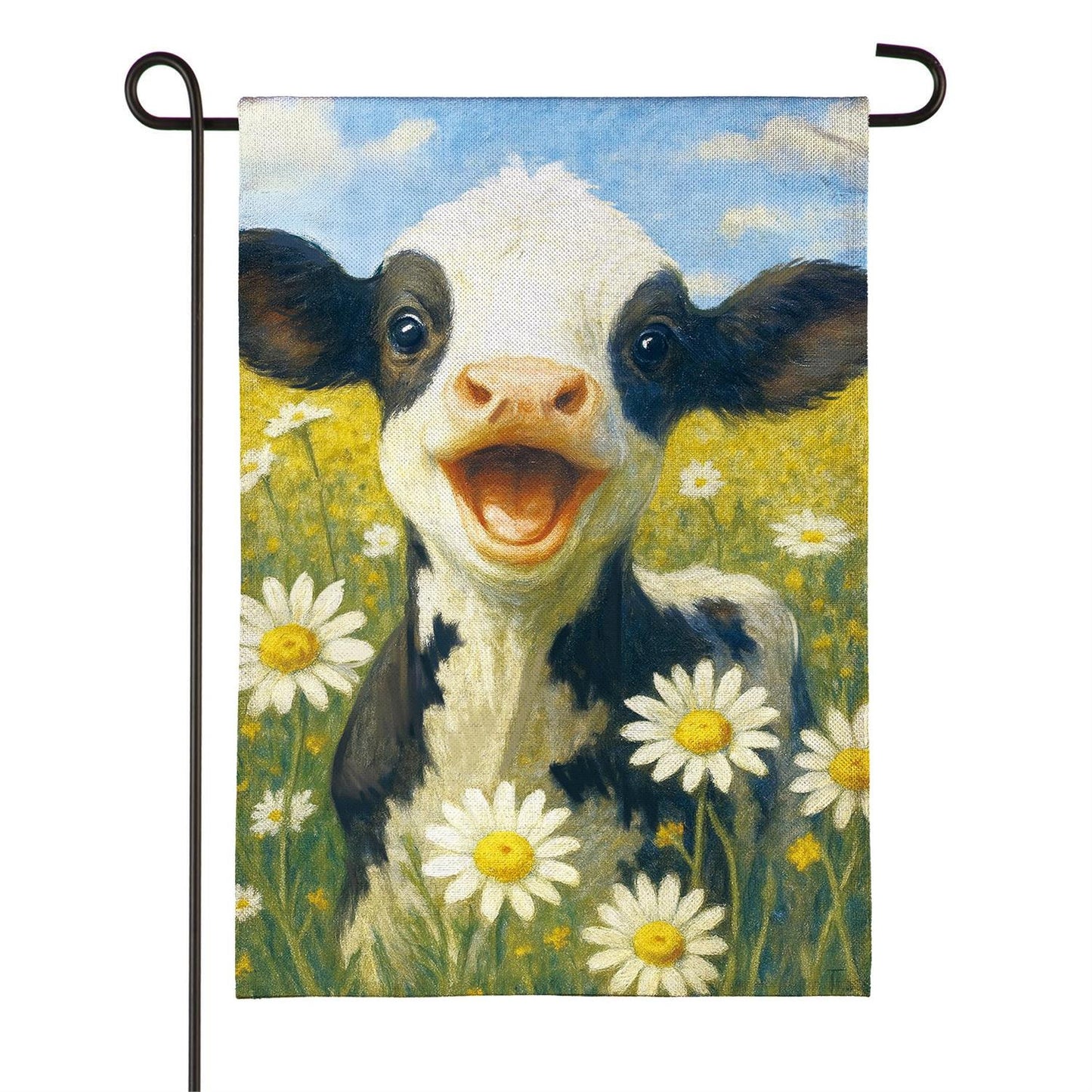 Garden Flag - Caleb the Happy Calf Burlap