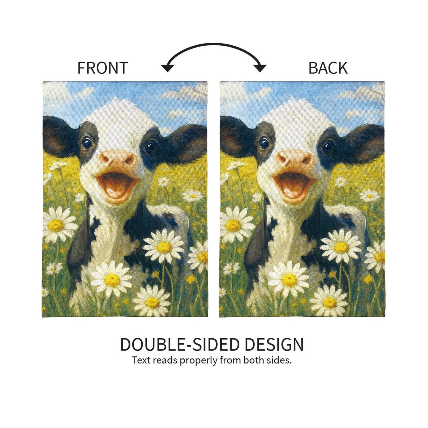 Garden Flag - Caleb the Happy Calf Burlap