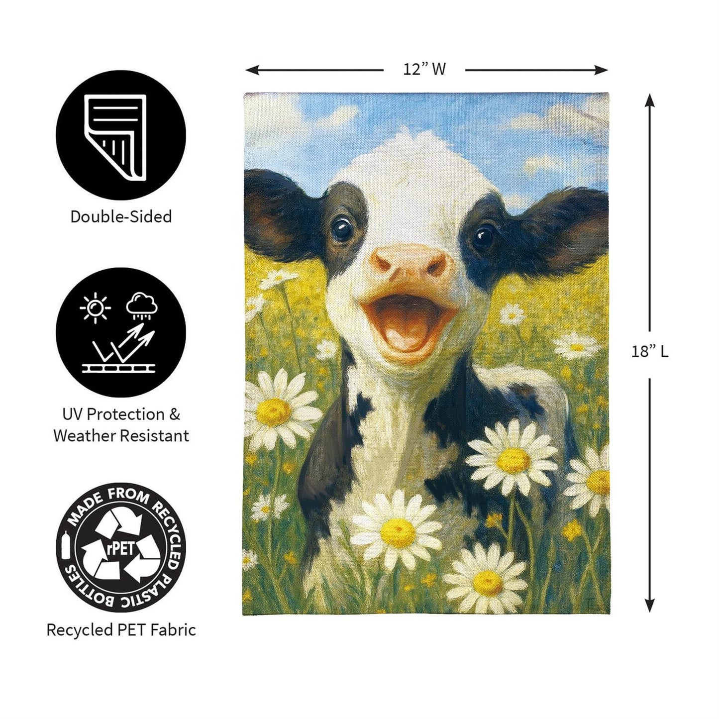 Garden Flag - Caleb the Happy Calf Burlap