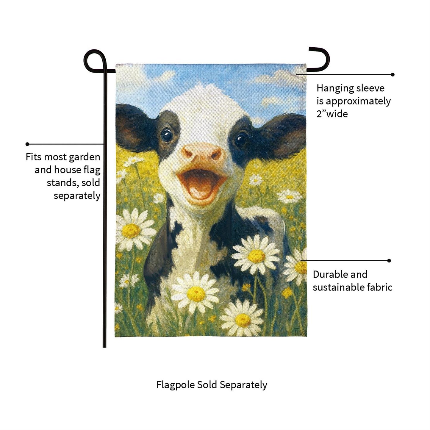 Garden Flag - Caleb the Happy Calf Burlap