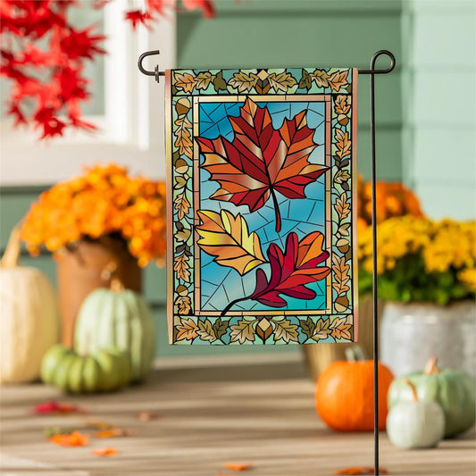 Garden Flag - Autumn Leaves Stained Glass