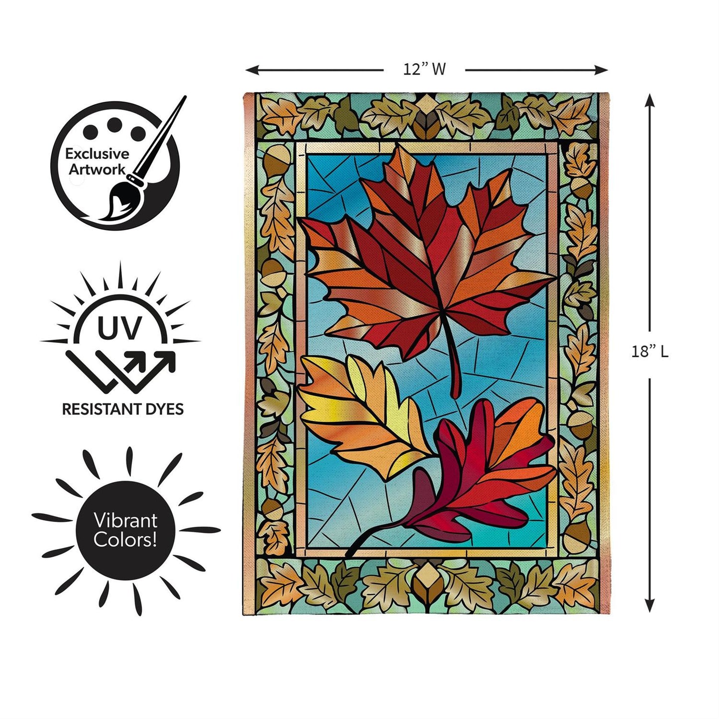 Garden Flag - Autumn Leaves Stained Glass