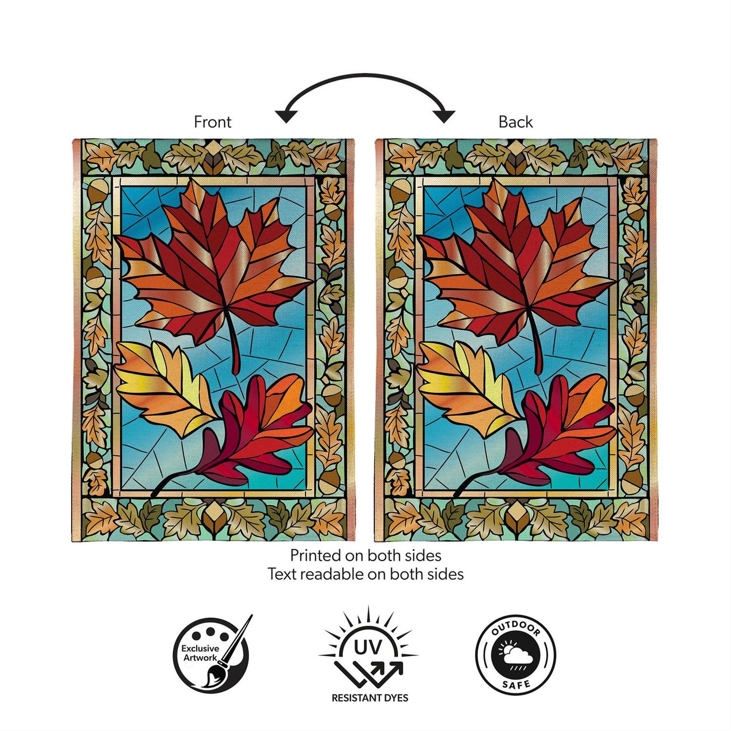 Garden Flag - Autumn Leaves Stained Glass