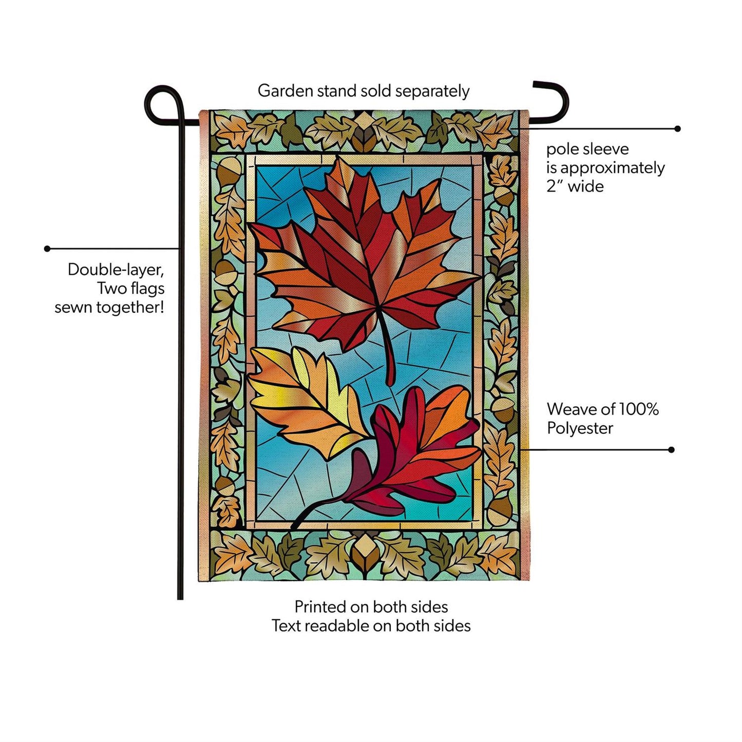 Garden Flag - Autumn Leaves Stained Glass