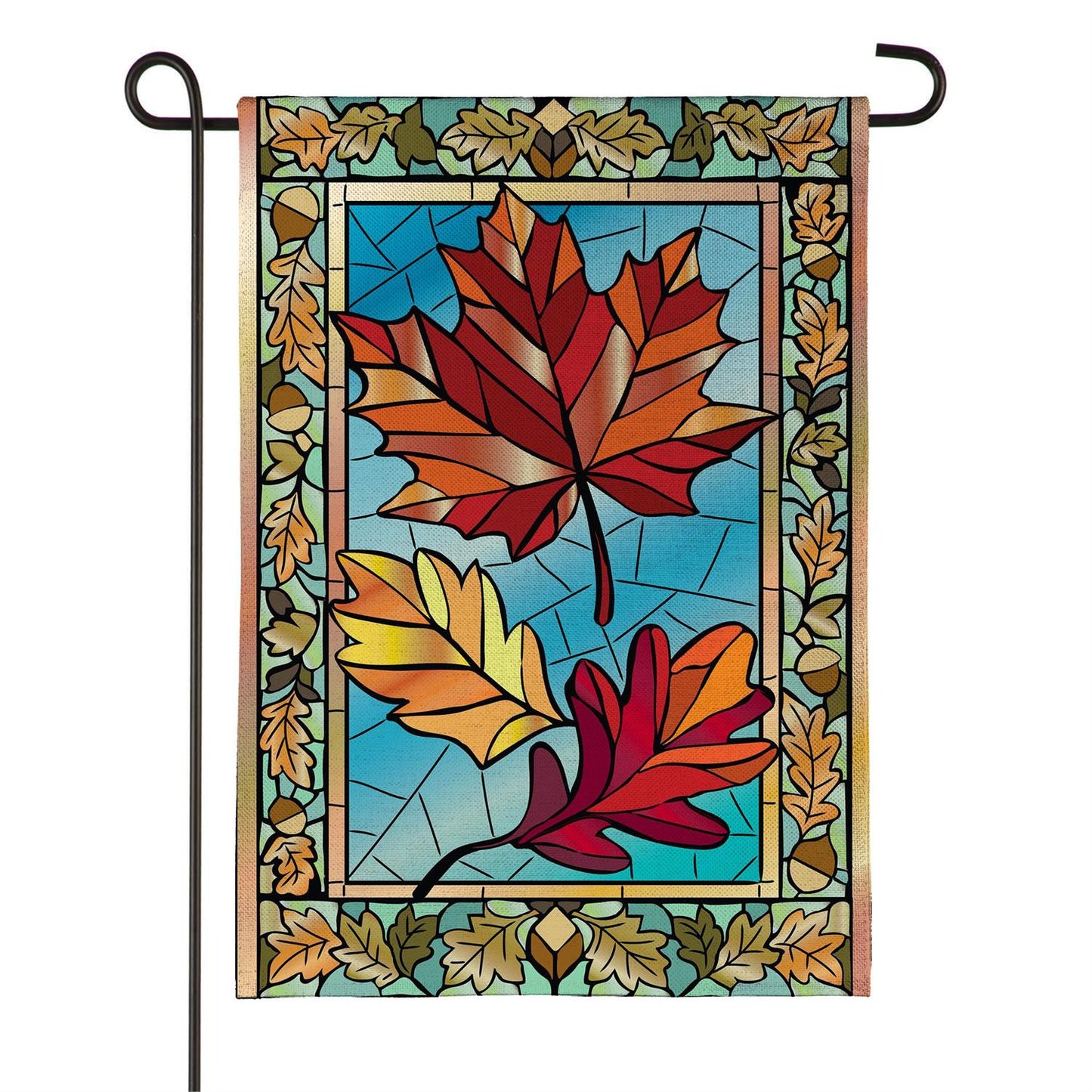 Garden Flag - Autumn Leaves Stained Glass